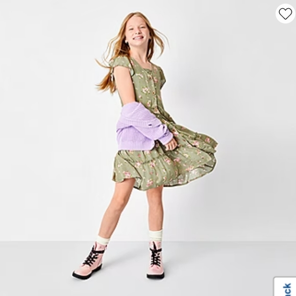 Byer California Girls Short Sleeve A-Line floral Dress - Picture 2 of 5